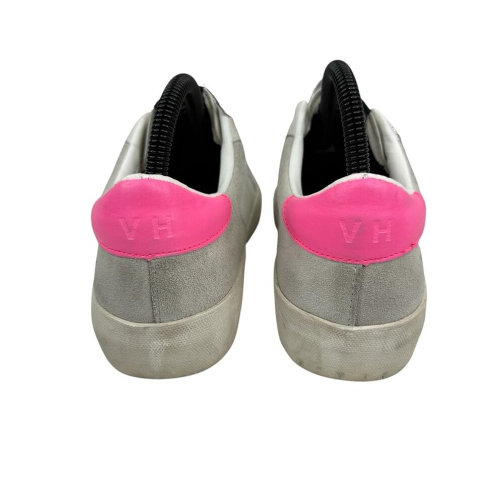 VINTAGE HAVANA Kenna Croc Embossed Leather Sneaker In White/grey/pink Pop Sz 8 - Picture 5 of 16
